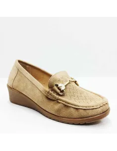 Mocasines para Mujer con Cuña en color Caqui