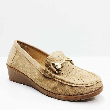 Mocasines para Mujer con Cuña en color Caqui