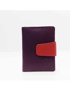 Tarjetero billetero de piel suave Belmonte color Morado
