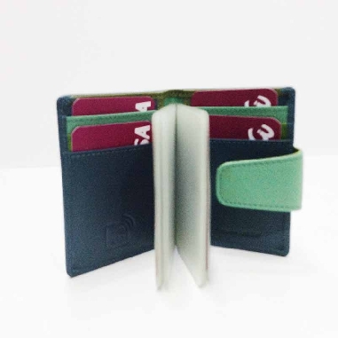 Tarjetero billetero de piel suave Belmonte color Jade