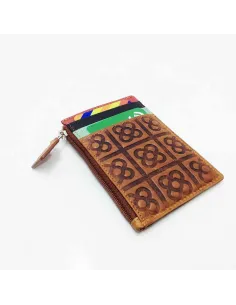 Monedero Tarjetero de Piel Grabada Belmonte Piel Marron 2