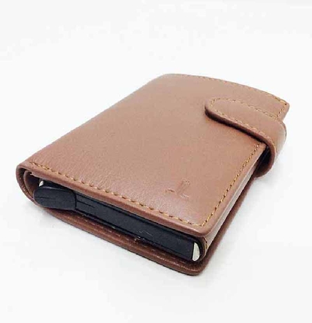 Tarjetero Scrid Rfid Billetero en Piel JL color Cuero
