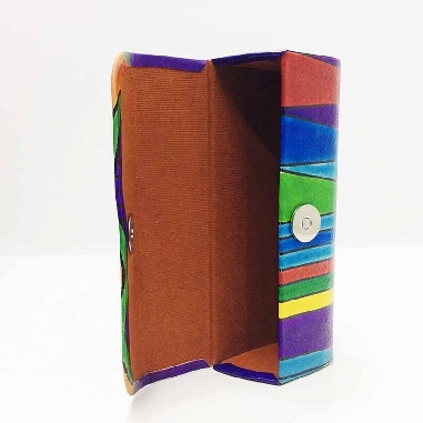 Funda para las gafas en piel decorada con gatos Morada