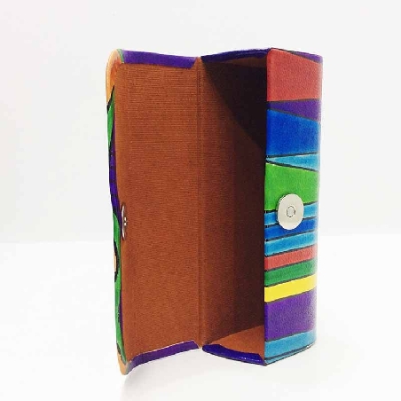 Funda para las gafas en piel decorada con gatos Morada