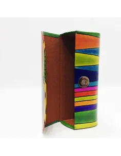 Funda para las gafas en piel decorada con gatos Verde 2
