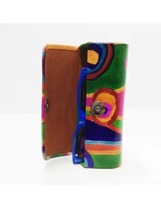 Funda para las gafas en piel decorada con Circulos Verde 2