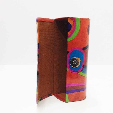 Funda para las gafas en piel decorada con Circulos Roja