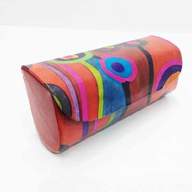 Funda para las gafas en piel decorada con Circulos Roja