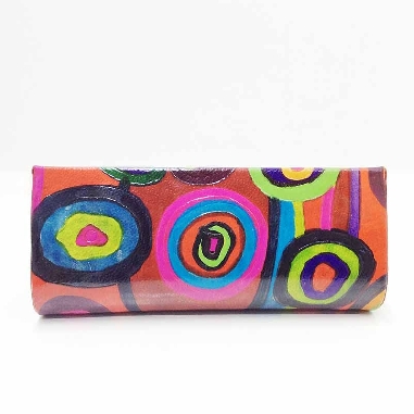 Funda para las gafas en piel decorada con Circulos Roja
