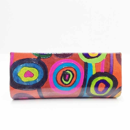 Funda para las gafas en piel decorada con Circulos Roja