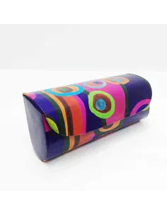 Funda para las gafas en piel decorada con Circulos Morada 2