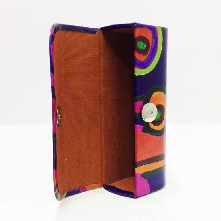 Funda para las gafas en piel decorada con Circulos Morada