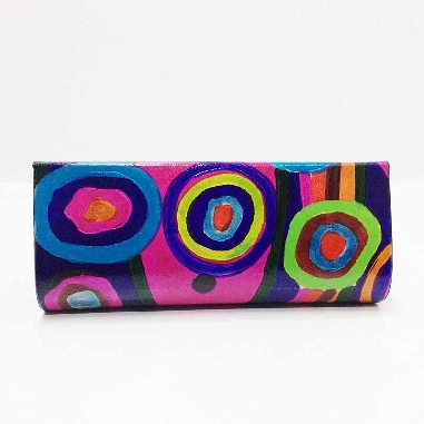 Funda para las gafas en piel decorada con Circulos Morada