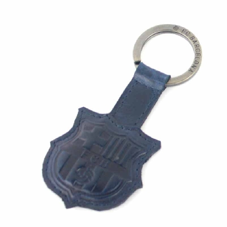 LLavero de piel del FC Barcelona Escudo en Azul
