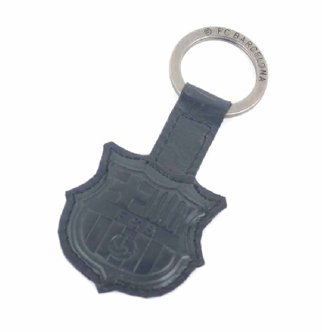 LLavero de piel del FC Barcelona Escudo en Negro