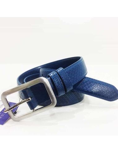 Cinturon Mujer Devota y Lomba Azul Piel grabada