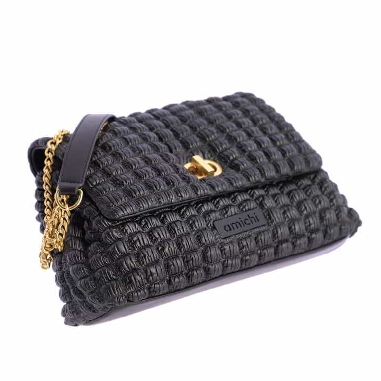Bolso bandolera con solapa para mujer AMICHI Noe en Negro