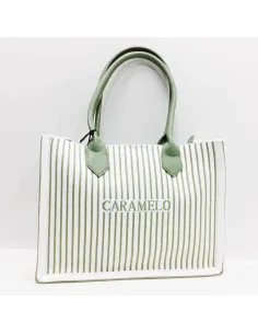 Bolso Shopper de Caramelo Franjas en Verde