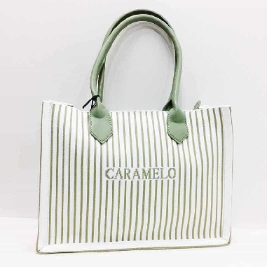 Bolso Shopper de Caramelo Franjas en Verde