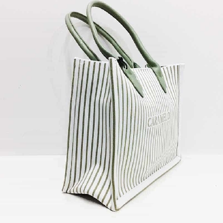 Bolso Shopper de Caramelo Franjas en Verde