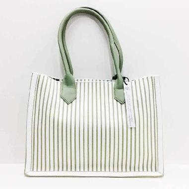Bolso Shopper de Caramelo Franjas en Verde