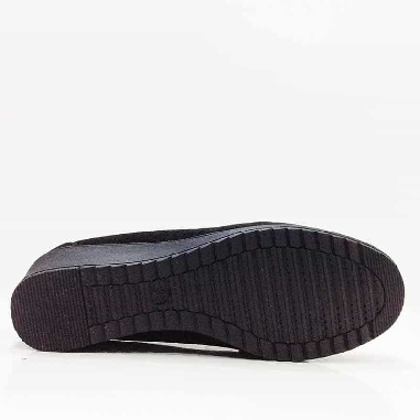 Mocasin con cuña Negro para mujer con cadena
