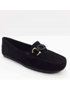 Mocasin Negro para mujer con cadena