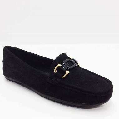 Mocasin Negro para mujer con cadena