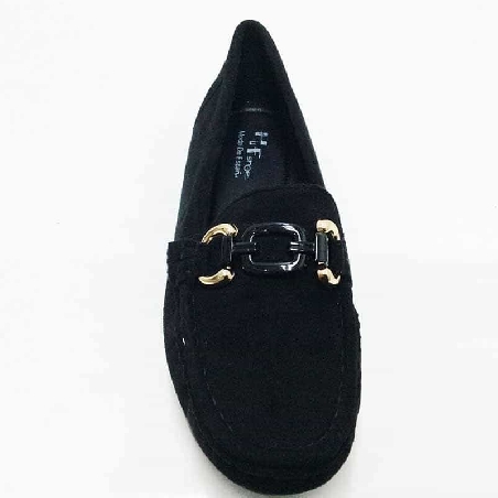 Mocasin Negro para mujer con cadena