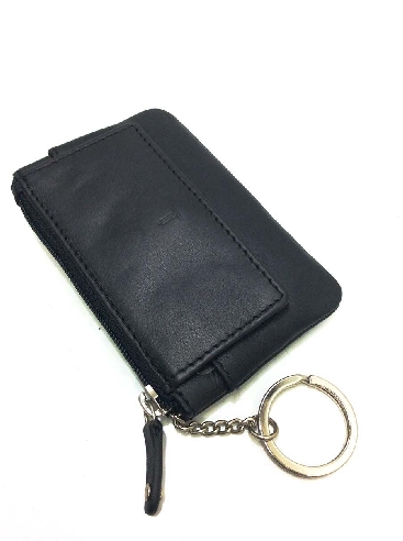 Monedero de Piel con cremallera y solapa JL Piel en Negro