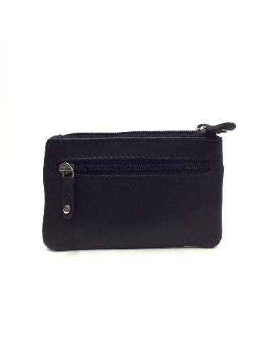 Monedero de Piel con cremallera y solapa JL Piel en Negro