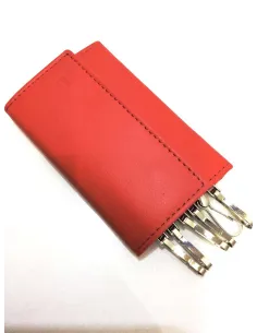 Llavero de JL Piel con Seis Ganchos en color Coral