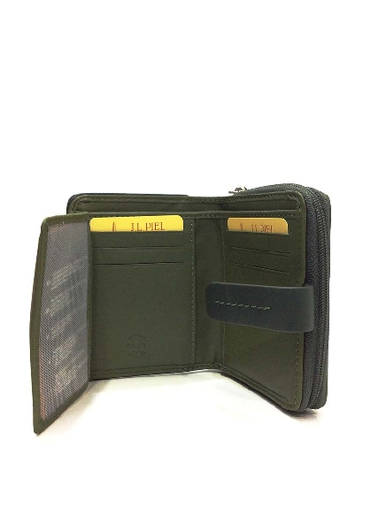 Cartera Mujer piel JL en Verde Marmol