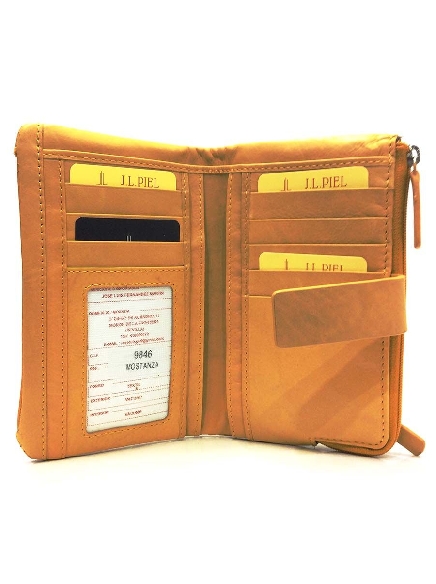 Cartera monedero Mujer piel JL Mostaza Oporto