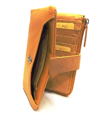 Cartera monedero Mujer piel JL Mostaza Oporto