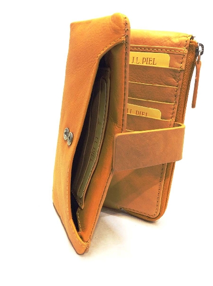 Cartera monedero Mujer piel JL Mostaza Oporto