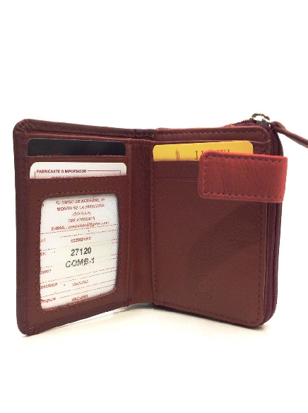 Monedero Tarjetero con Billetero Rojo de JL Piel