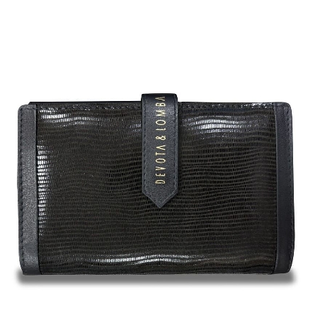 Billetero de Piel para Mujer Negro D&L Brera Mediano