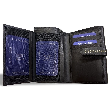 Billetero de Piel para Mujer Negro D&L Brera Mediano