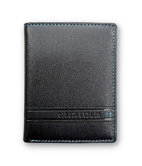 Cartera Hombre Piel Negra con Monedero de cremallera D&L Harvard