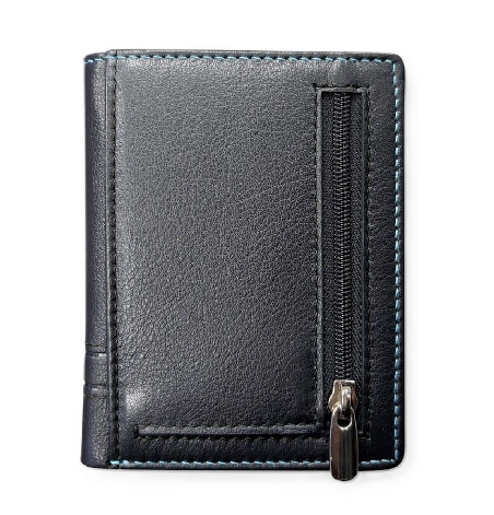 Cartera Hombre Piel Negra con Monedero de cremallera D&L Harvard