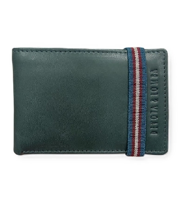 Americana Hombre Piel Verde cierre elastico con Monedero D&L Yale