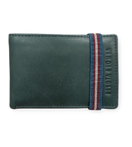 Americana Hombre Piel Verde cierre elastico con Monedero D&L Yale