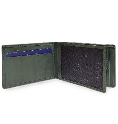 Americana Hombre Piel Verde cierre elastico con Monedero D&L Yale