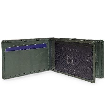 Americana Hombre Piel Verde cierre elastico con Monedero D&L Yale
