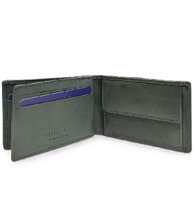 Americana Hombre Piel Verde cierre elastico con Monedero D&L Yale