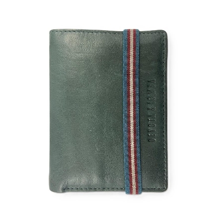 Cartera Hombre Piel Verde cierre elastico D&L Yale