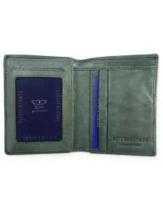 Cartera Hombre Piel Verde cierre elastico D&L Yale 2