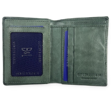 Cartera Hombre Piel Verde cierre elastico D&L Yale