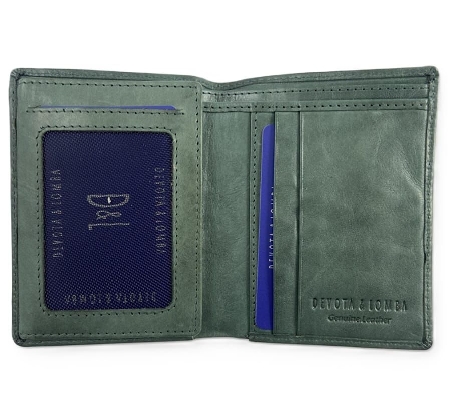 Cartera Hombre Piel Verde cierre elastico D&L Yale